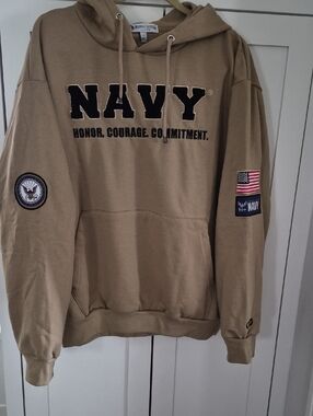 NWT U.S. NAVY Mens Embroidered Hoodie Size Large
